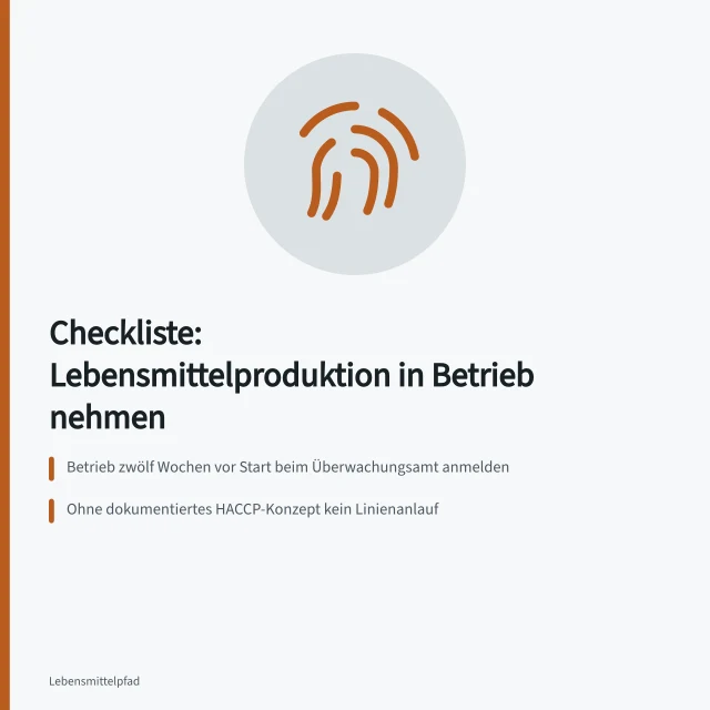 Checkliste zur Inbetriebnahme einer Lebensmittelproduktion mit HACCP und Kostenrahmen. Checkliste für die Inbetriebnahme einer Lebensmittelproduktion