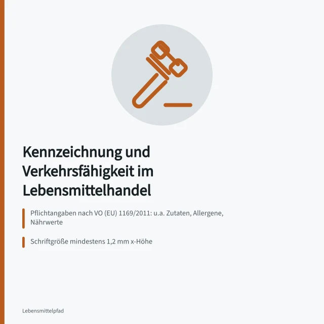 Karte: Kennzeichnung und Verkehrsfähigkeit von Lebensmitteln. Leitfaden für den Lebensmittelhandel: Kennzeichnung und Verkehrsfähigkeit