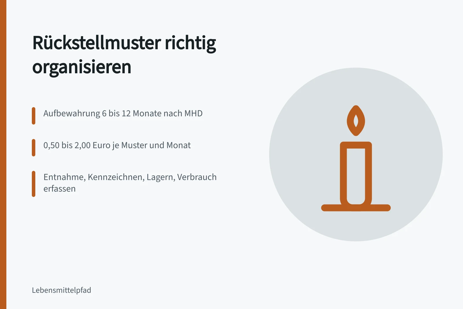 Rückstellmuster-Lagerung mit Fristen und Kosten pro Muster