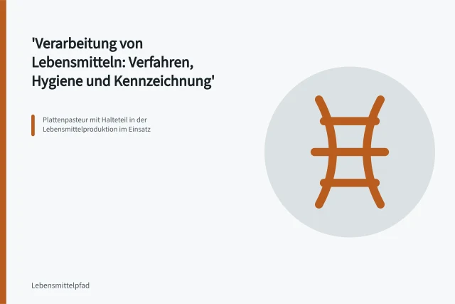 Plattenpasteur mit Halteteil in der Lebensmittelproduktion im Einsatz. Verarbeitung von Lebensmitteln: Verfahren, Hygiene und Kennzeichnung